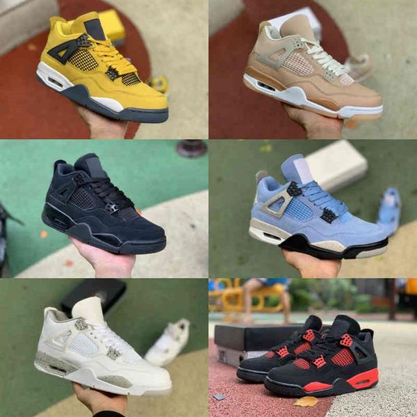 jumpman university blue 4 4s basketball shoes mens women cream sail red lightnings thunder shimmer white oreo bred ow taupe haze what t3102